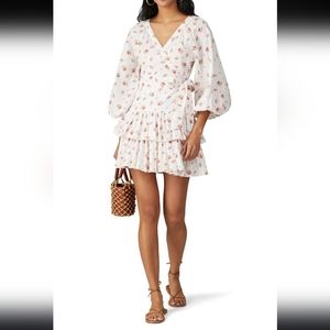 Maia Bergman Long Ballon Sleeve Floral Ines Mini Dress EUC Women's L